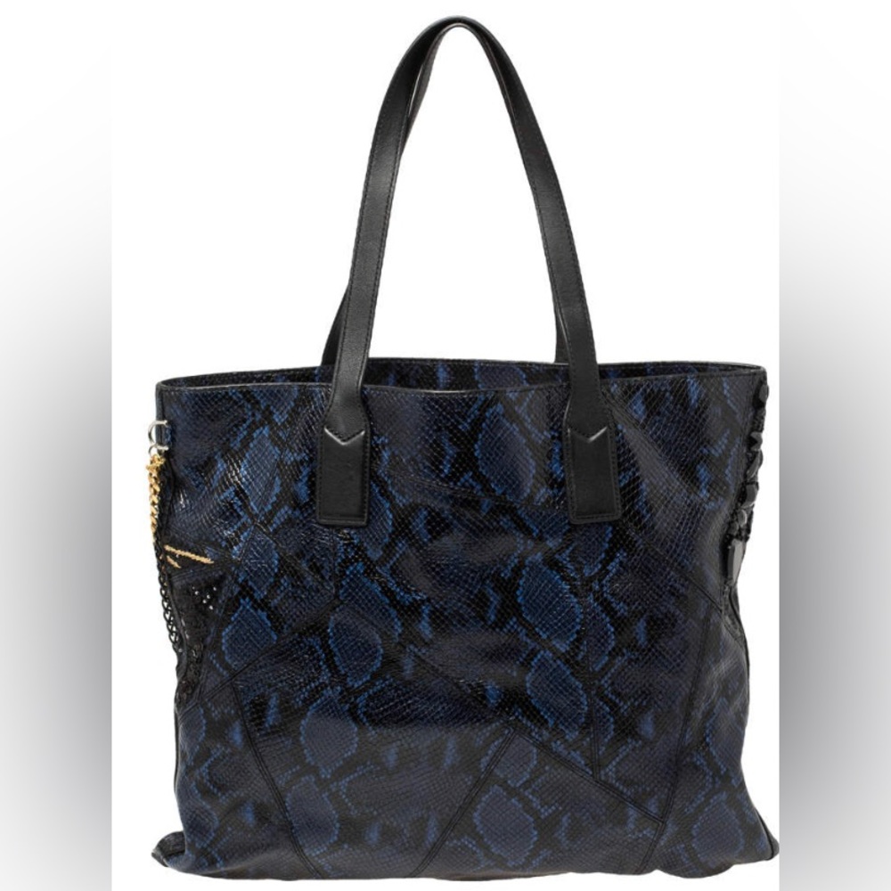 Marc Jacobs Blue/Black Python Embossed Leather Em… - image 3